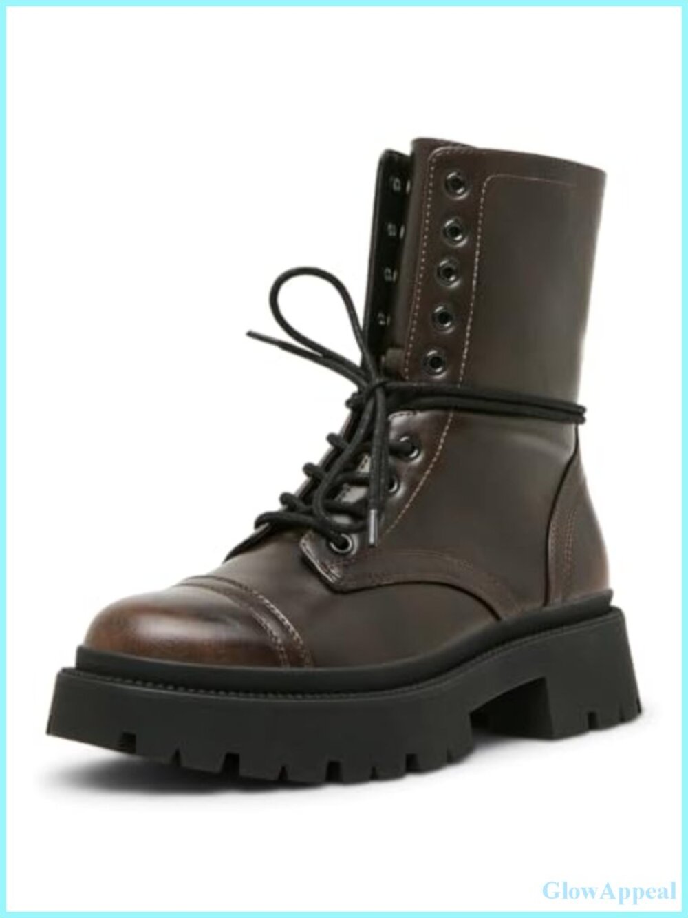 Round Toe Faux Leather Pull-On Ankle Combat Boot